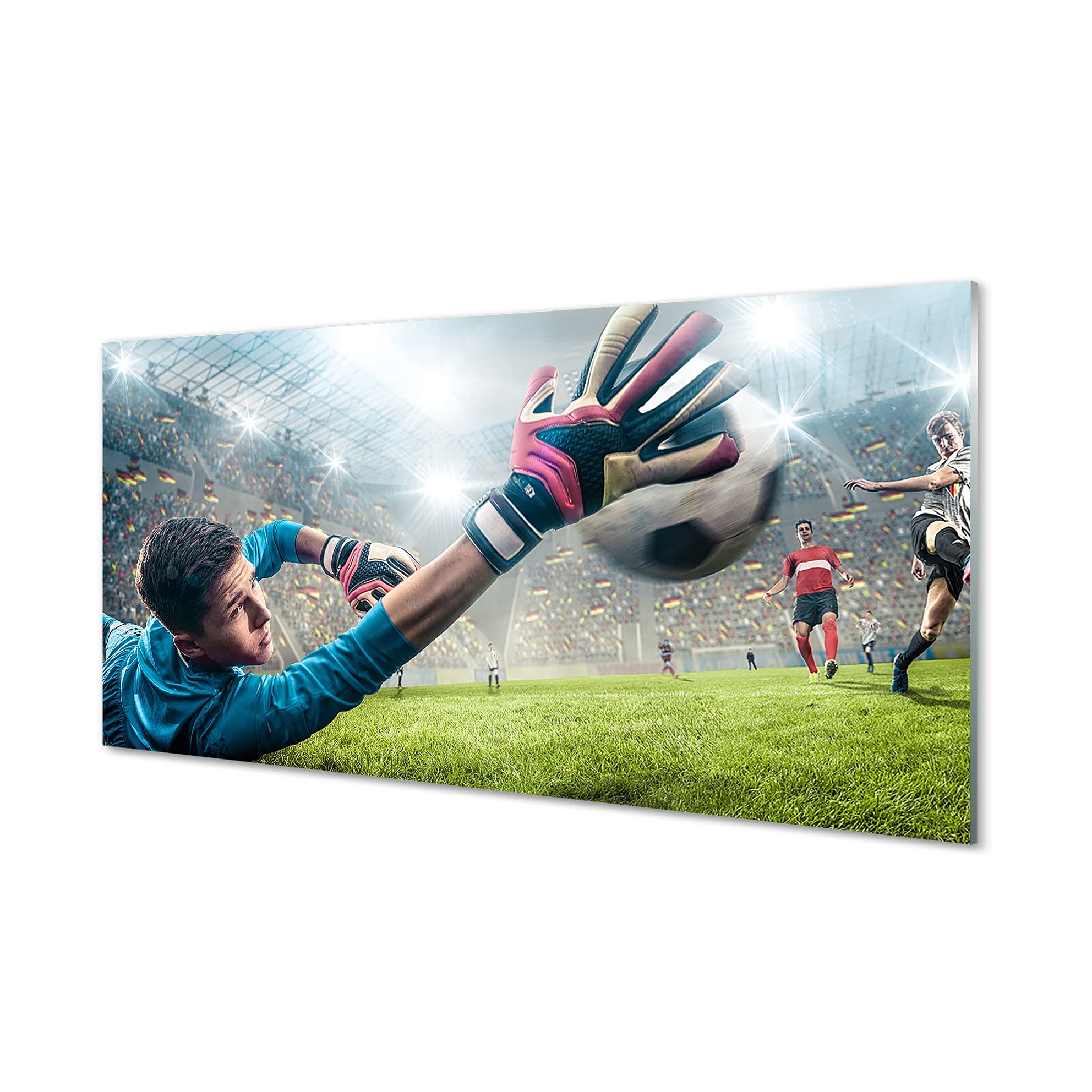 Homme defense balle tableau decoration murale en verre Tulup 100x50 cm theme football