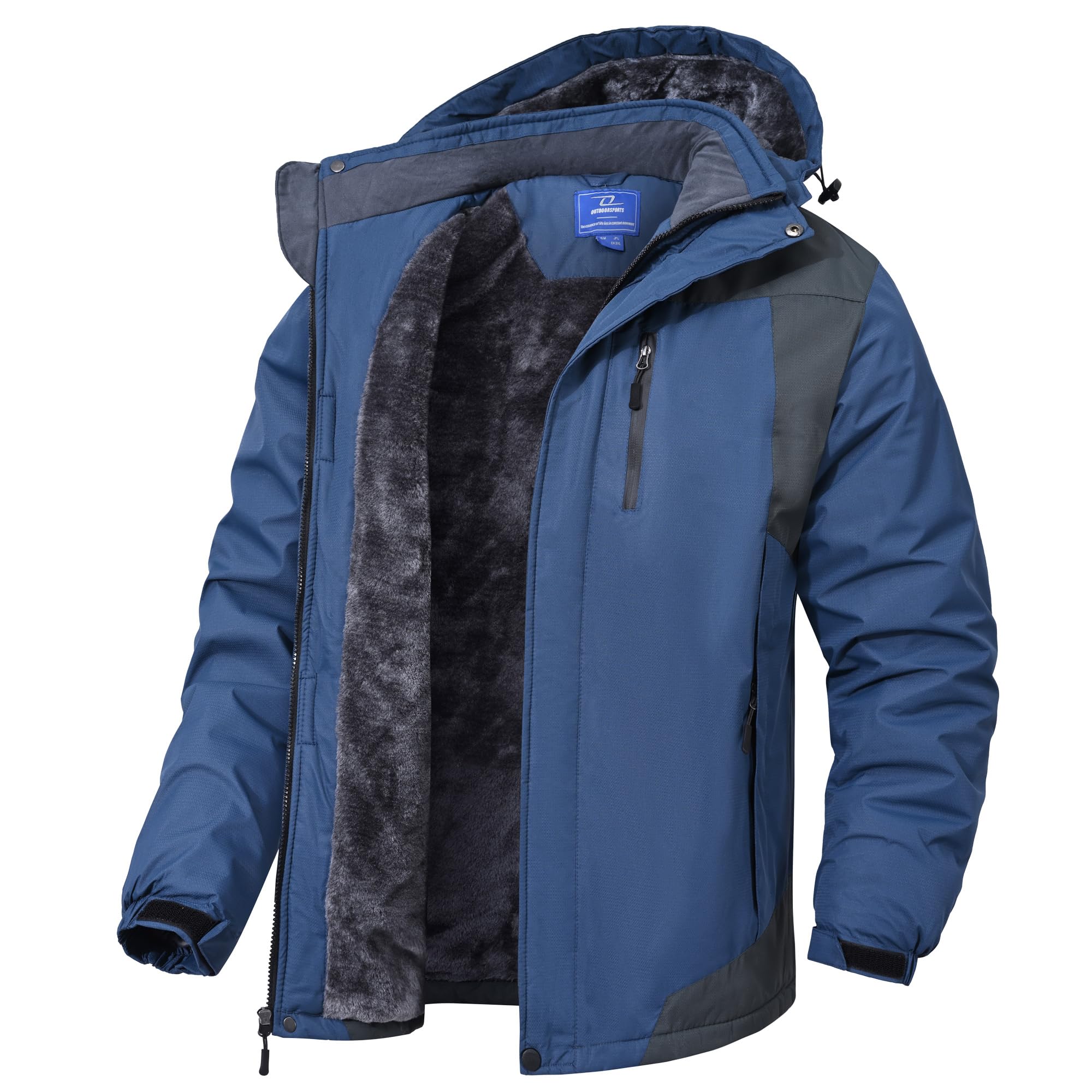 Zzkouine Impermeabile Giacca Da Montagna In Pile Da Uomo Giacca Da Sci Calda Multi-Tasche Adatto Per Sport Invernali E Attività Outdoor In Montagna Antivento Impermeabile E Traspirante