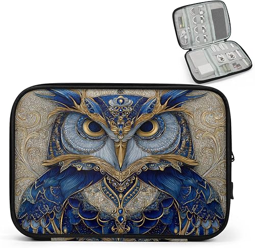 Miniatura 15 de Organizador de cables de viaje con remolinos azules de mármol, accesorios tecnológicos, bolsa de transporte, impermeable, grande, organizador