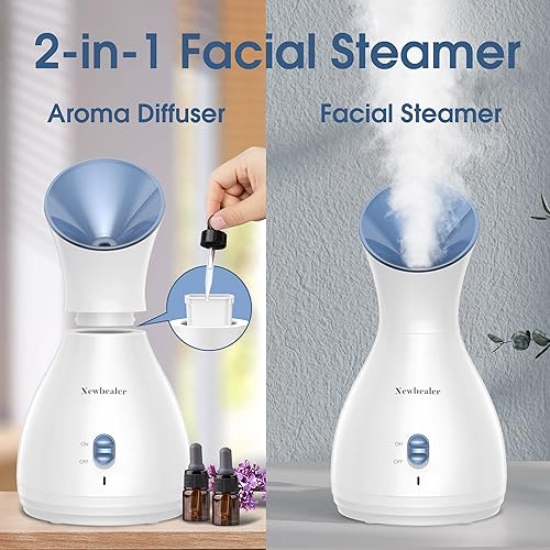 Vista 28 de Newbealer Vaporizador facial, mini vaporizador facial de aroma, humidificador facial de niebla caliente nano iónico para limpieza profunda facial