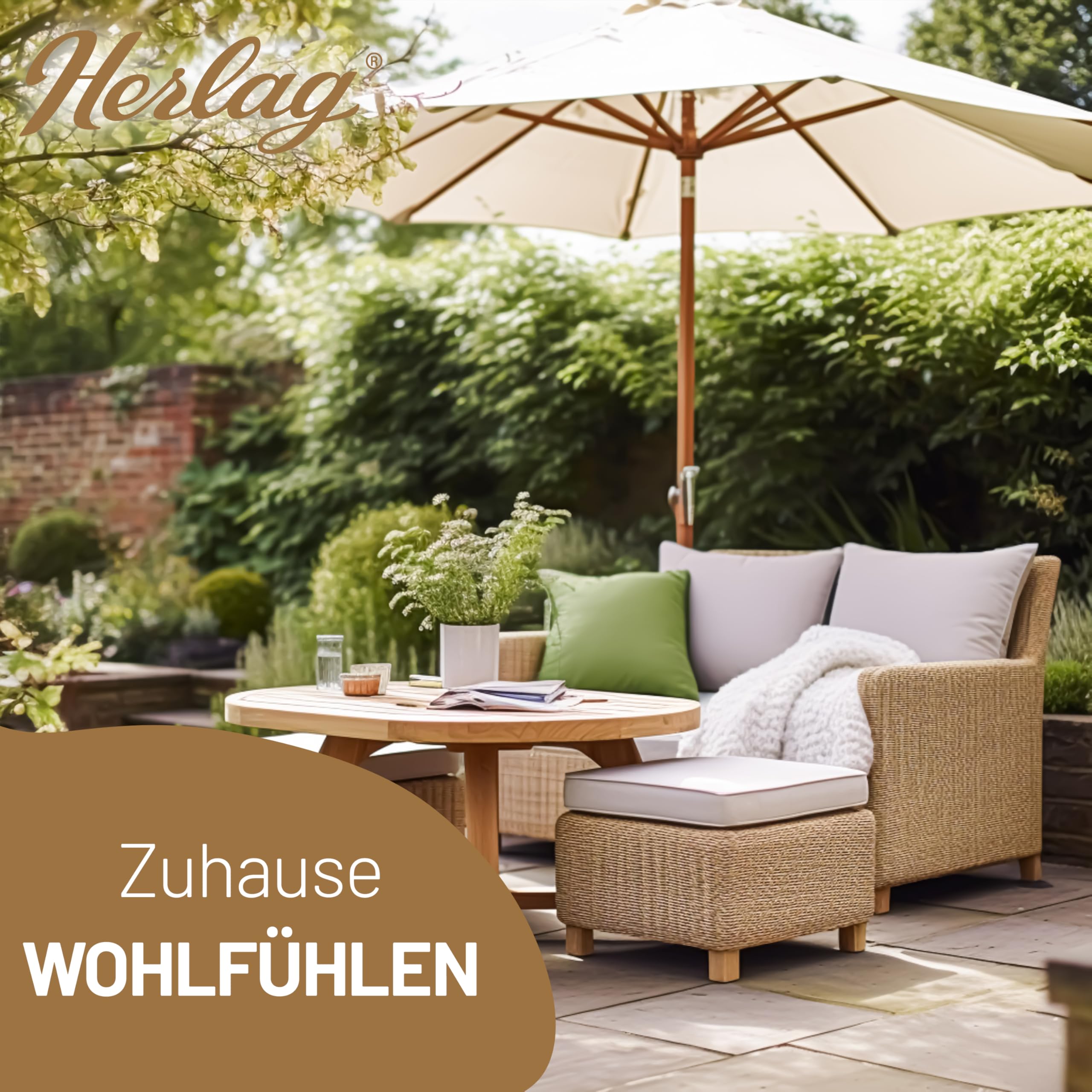 Herlag Liegenauflage AVA Sun-Guard 190x60x9cm | UV-Schutz gegen Ausbleichen | Extra Dickes Liegekissen 9 cm mit Kopfpolster | Liegepolster mit Deluxe-Komfort | Öko Tex 100 | Silber