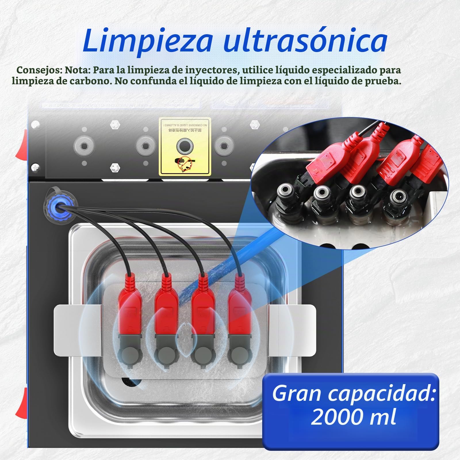 BELEY Limpiador de inyectores ultrasónicos de 220 V y dispositivo de prueba con función de calefacción, limpiador de inyectores de combustible con 10 funciones de prueba, pantalla LED y adaptador de 4