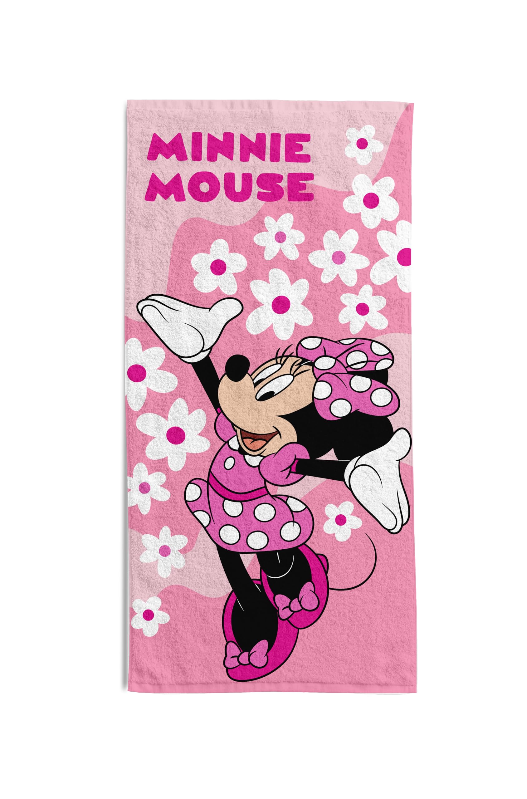 hermet Minnie Mouse Beach Towel, 70 x 140 cm, Beach or Pool Towel, 100% Soft Cotton, Practical and Lightweight