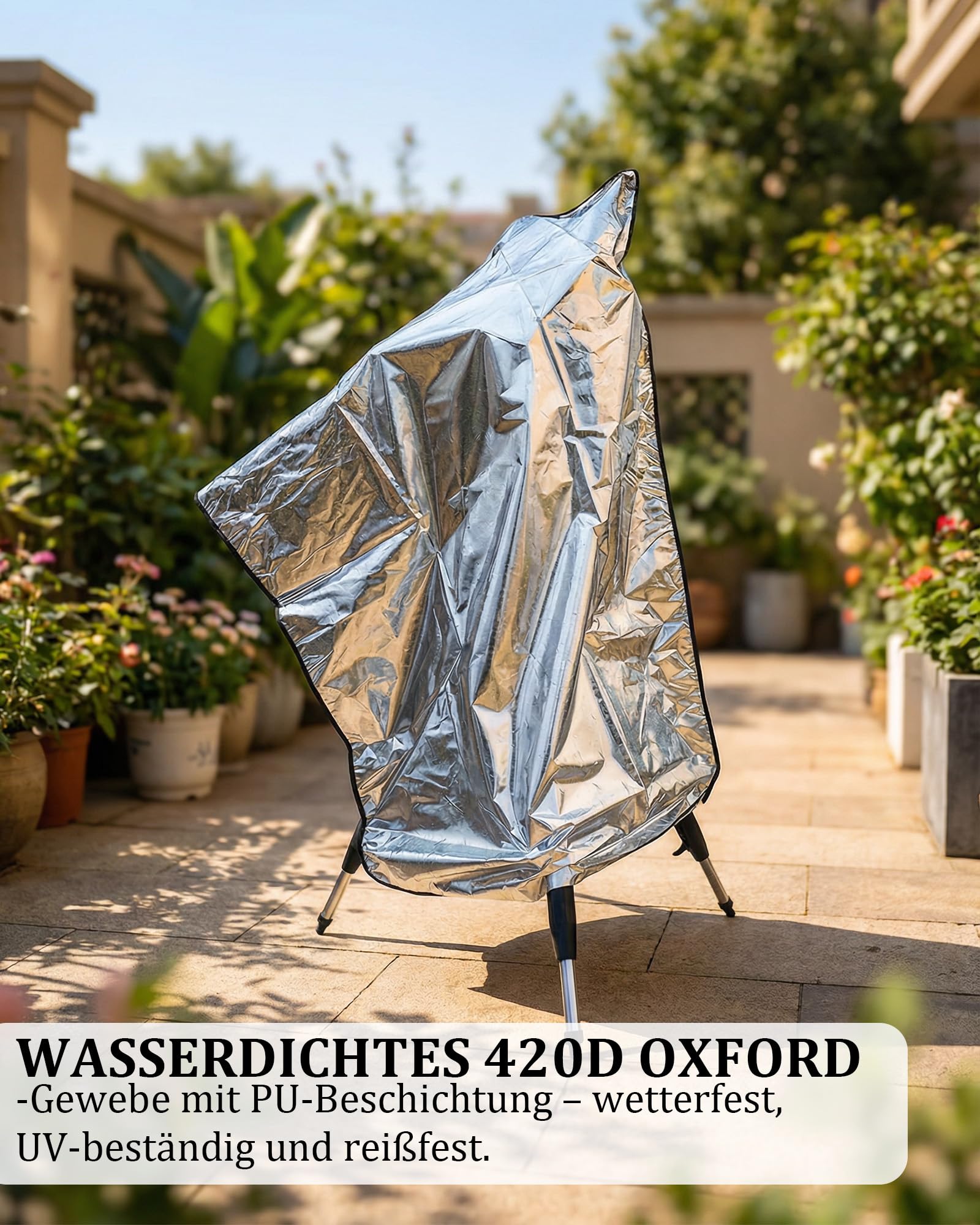Housse télescopique de protection 120x160 cm étanche poussière coupe-vent extérieur