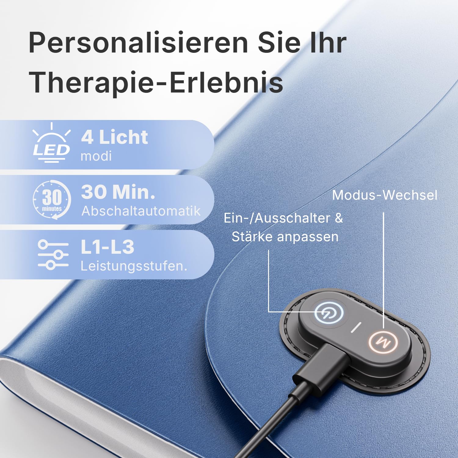 Rotlichttherapie Gürtel 76x30 cm TriChip Technologie Infrarot Lichttherapie Matte 36W LED Timer 660nm 850nm