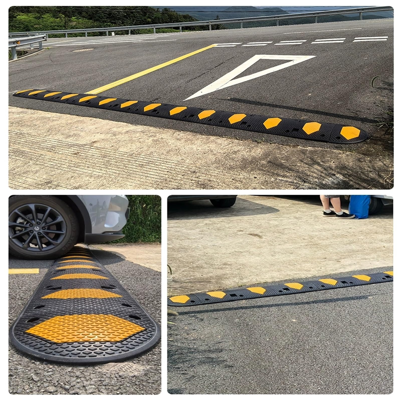 Badenes para Garaje de Goma, Reductores de Velocidad, 100x38x5 cm, Capacidad de 100 Toneladas de Servicio Pesado, para Caminos de Grava de Hormigón Asfáltico