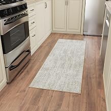 Ottomanson Solid Washable Non-Slip Runner Rug - Ideal Kitchen Rugs and Bathroom Rugs - Durable Hallway Runner Rug - Premium Kitchen Mats for Floor - Easy Maintenance, Pet & Kid Friendly, 110" x 6