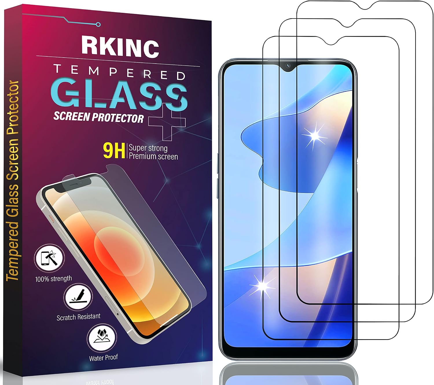 RKINC Vetro Temperato 3 Pezzi Per Xiaomi Redmi A1/A1+/A2/A2+ - Pellicola 9H Anti Graffio E Anti Rottura