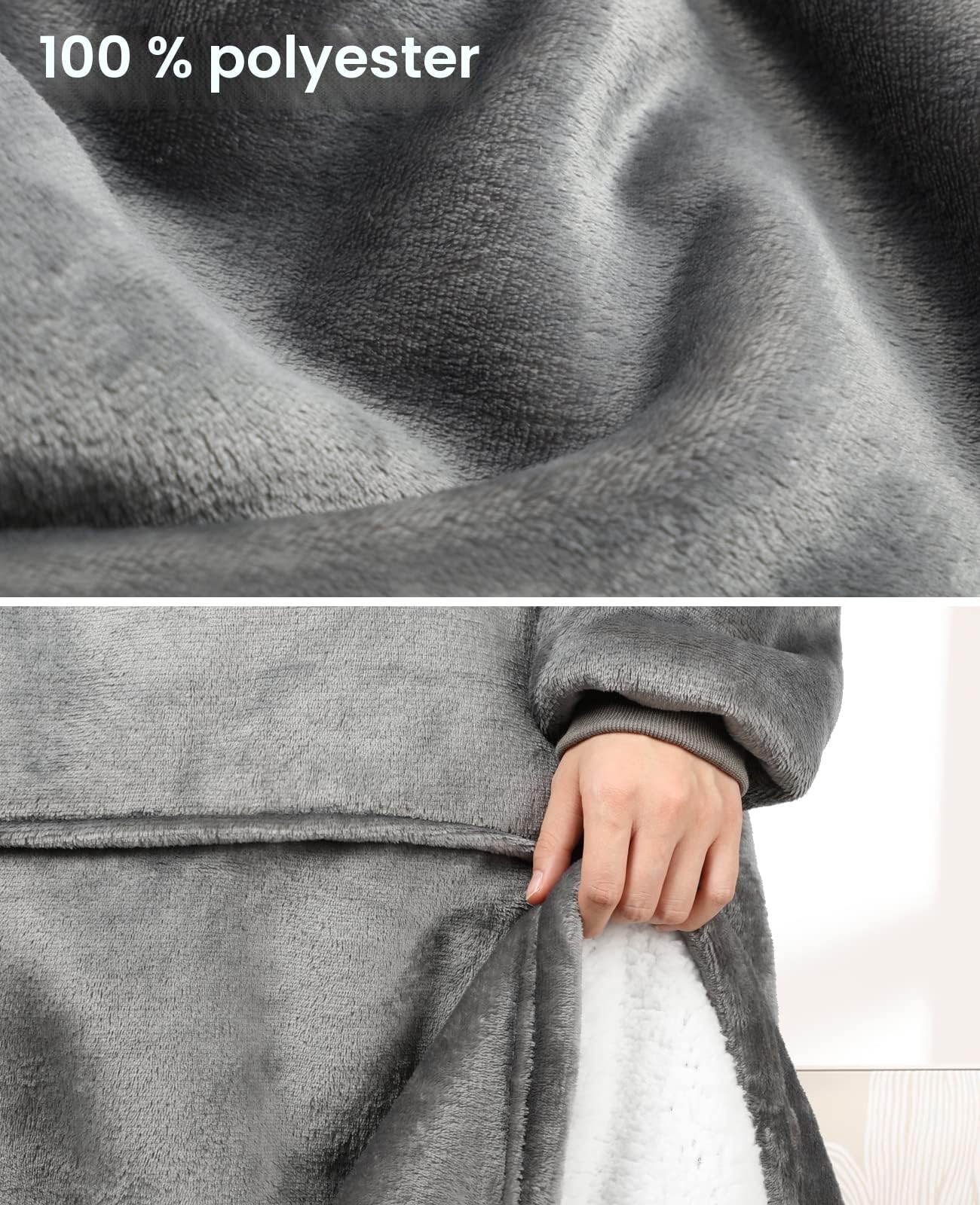 Sendowtek Sweat-Shirt à Capuche Grand Sweat à Capuche Femme Homme Couverture à Capuche Portable Super Douce et Chaude Pull à Capuche Confortable pour Adultes Ados Intérieur Extérieur Longue