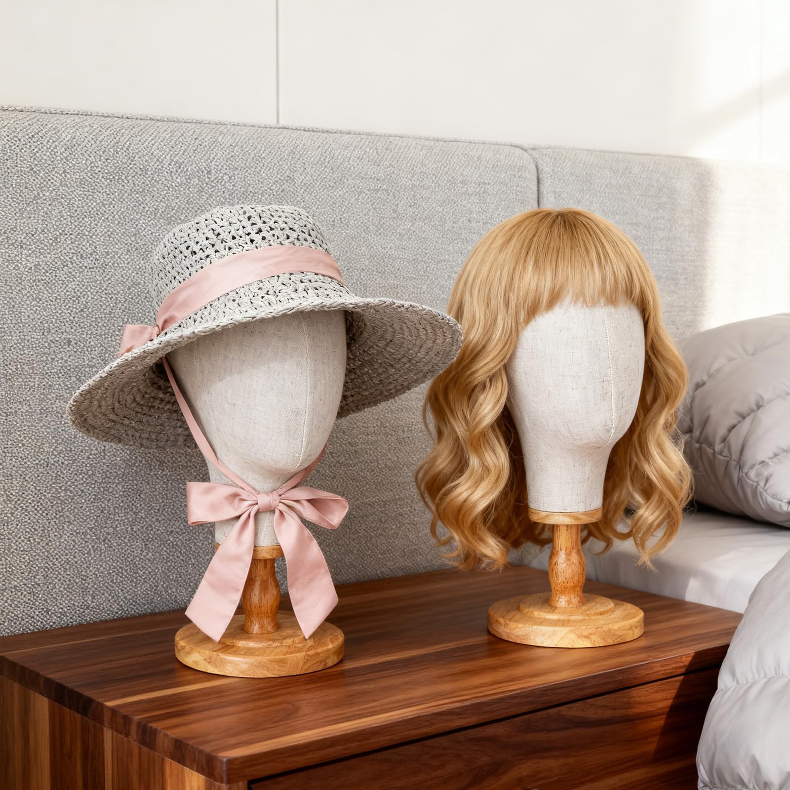 Standfester Perückenständer 54cm, Perückenkopf für Präsentation von Mützen und Hüten, Stabiler Puppenkopf für Salon