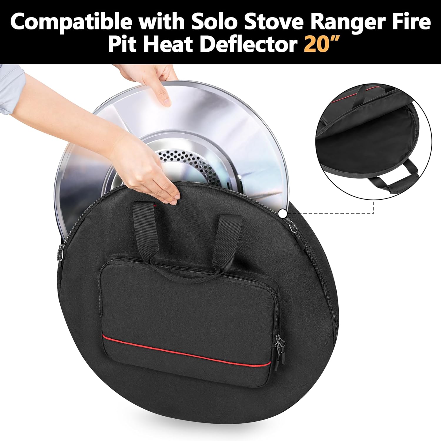 HODRANT Heat Deflector Carry Bag Compatible with Solo Stove Ranger Heat Deflector 20”, Heat Deflector Transport and Storage Case with Handle & Pocket for Fire Pit Accessories, Dia: 21.5", Small