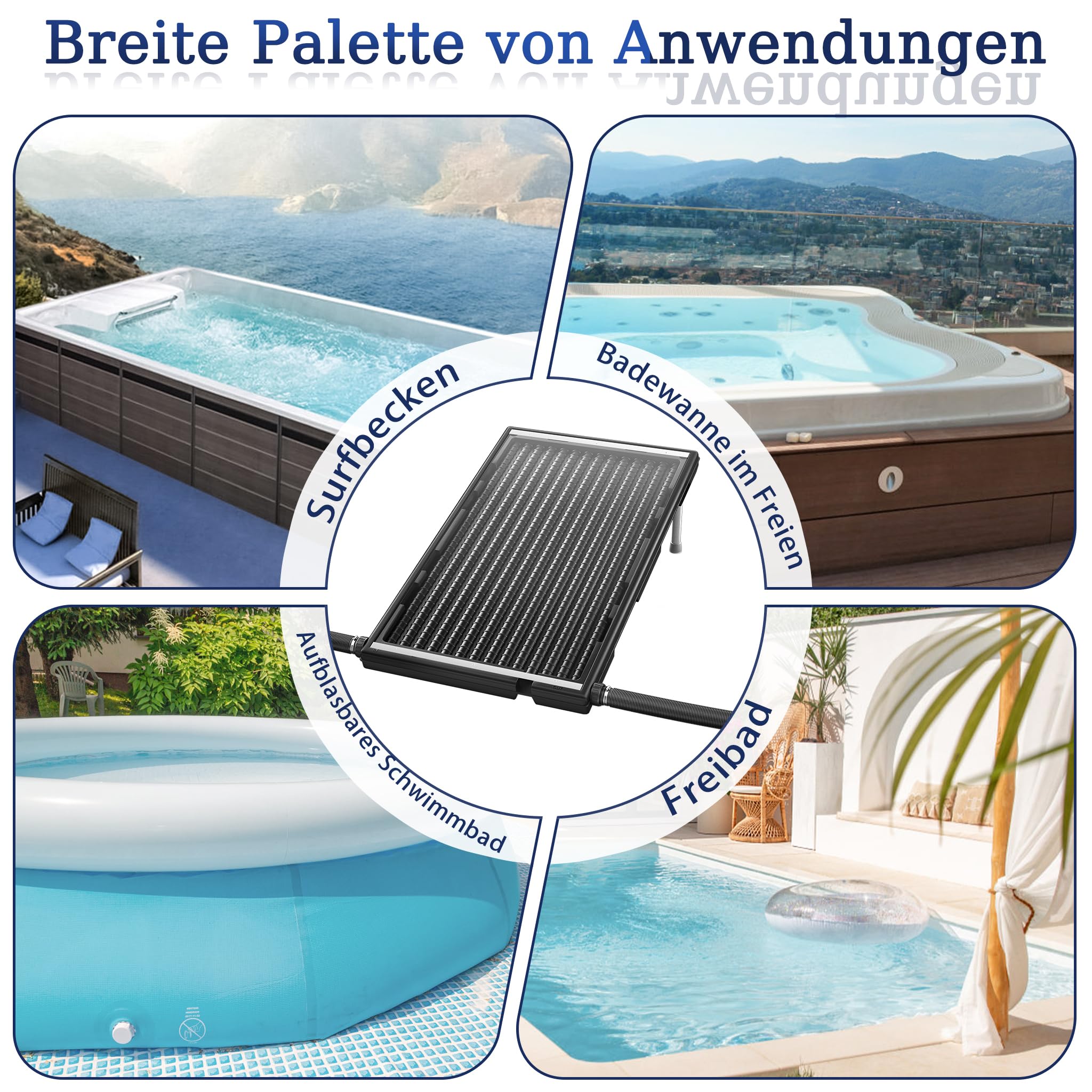 YUENFONG Panneau solaire de piscine avec tuyau, panneau solaire, chauffage 15 l, 111,5 x 66 cm, 1 pièce