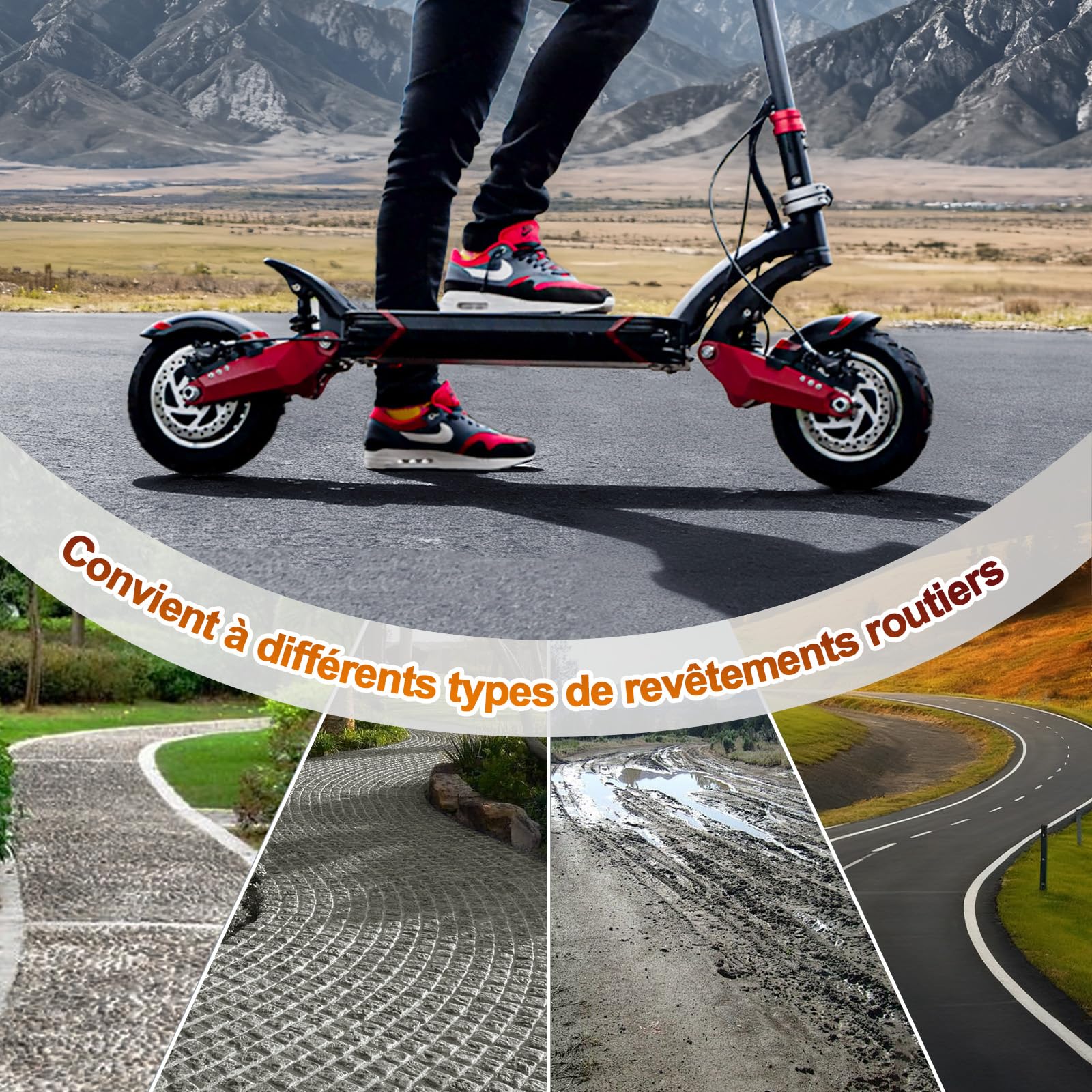 Pneu à vide 10x2.75-6.5 pour Speedway 5/Dualtron 3/Zero 10X/VSETT, pneu sans chambre à air, pneu avant/de secours pour skateboard électrique 10 pouces