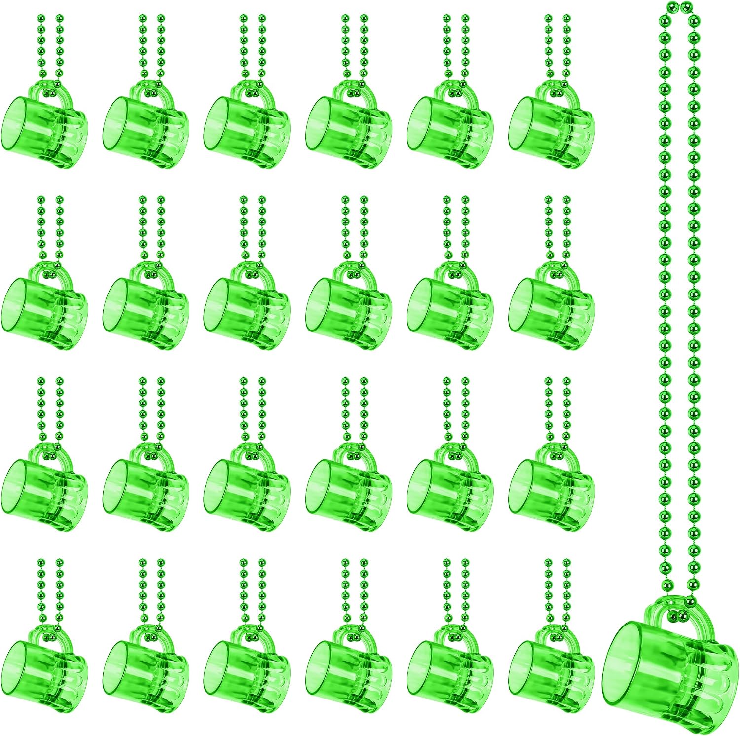 EOBOH St Patricks Day Beads Accessories, 24PCS St. Patrick's Day Green Beer Mug Beads, Irish Saint Patrick Necklaces Gifts Decorations, St Patricks Day Accessories Bulk Parade Procession Party Favors