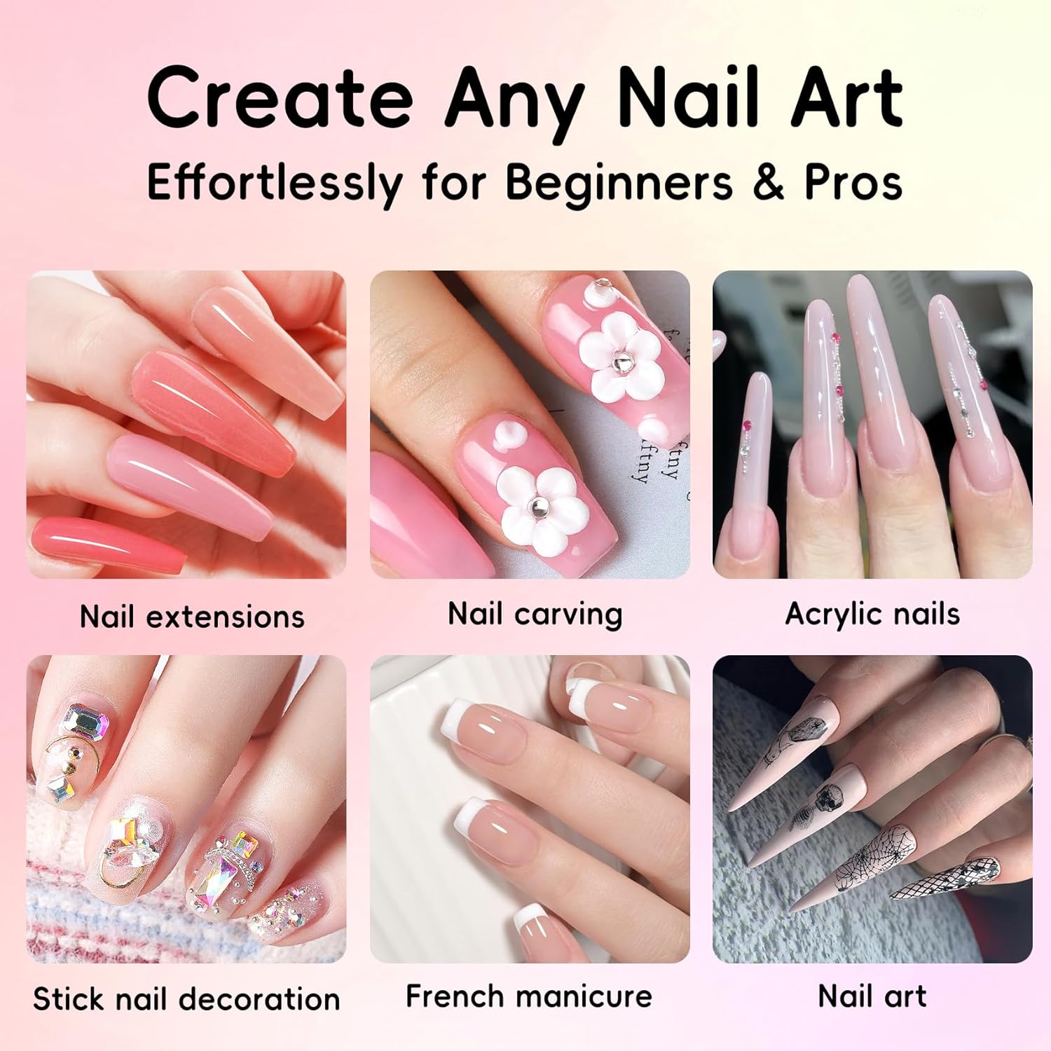 36 Color Acrylic Nail Powder Set, Acrylic Powder Nail Art 3D Sculpture French Extension for No Lamp Needed, Professional Salon Quality, Bubble Free & Long Lasting