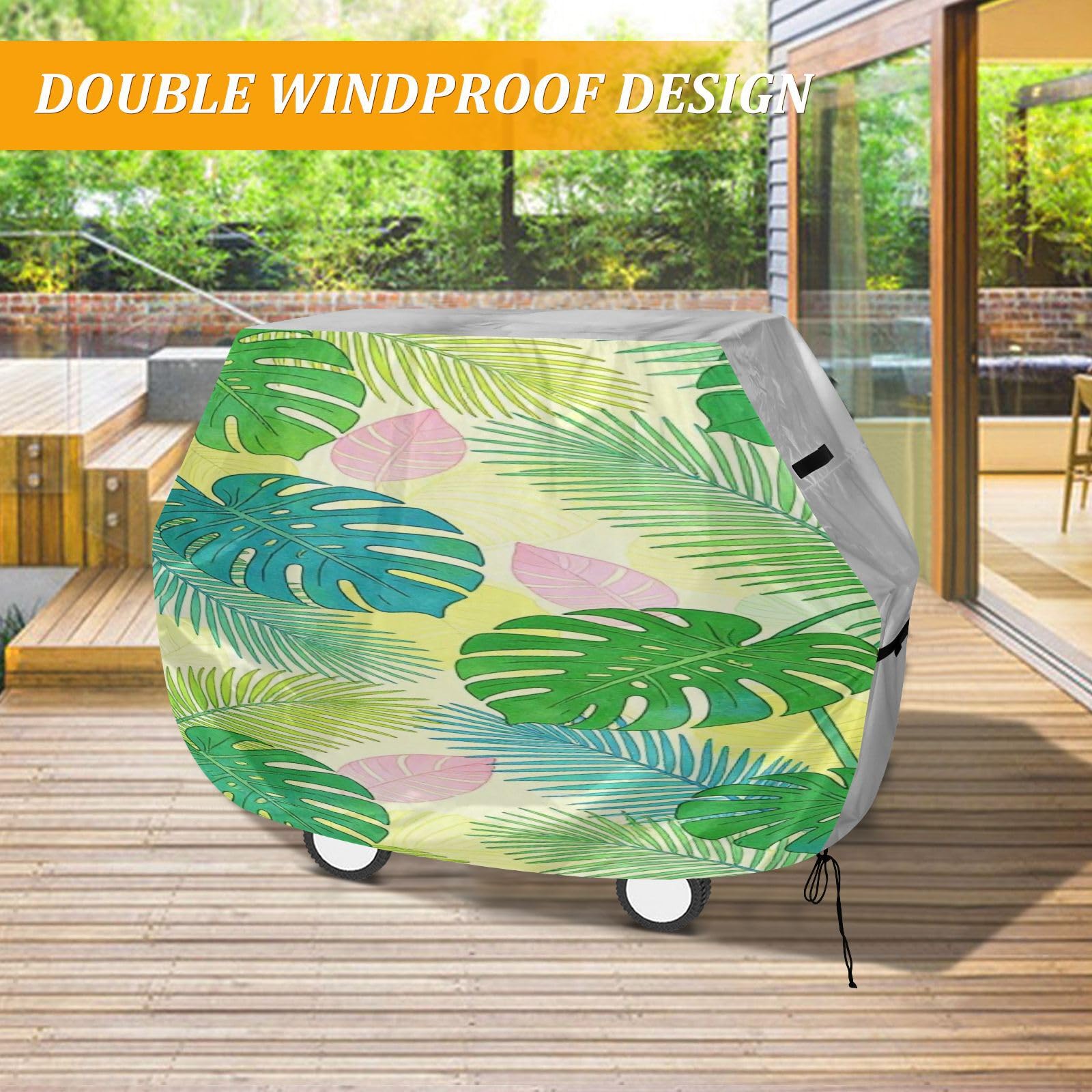 Grande copertura per griglia, 165 cm, resistente, antistrappo, resistente allo sbiadimento, per esterni, grande, copertura per griglia Sprint Monstera Leaf Summer
