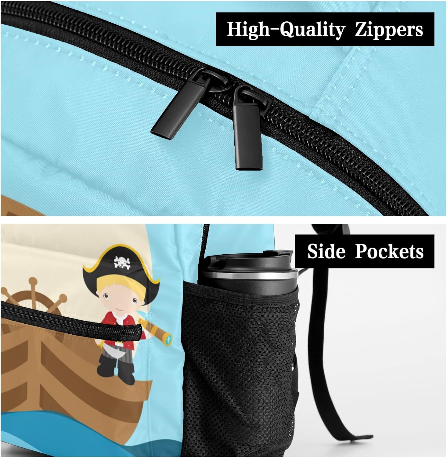 Pirate Boys Big Ship Personalized Kids School Backpack Custom for Boys Girls Primary Daypack Bookbag Travel Bag