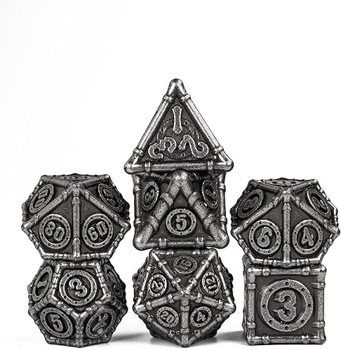 Miniatura 7 de UDIXI Juego de dados de metal, juego de dados de metal DND, juego de dados D&D para Dungeons and Dragons, juego de dados poliédricos para Pathfinder