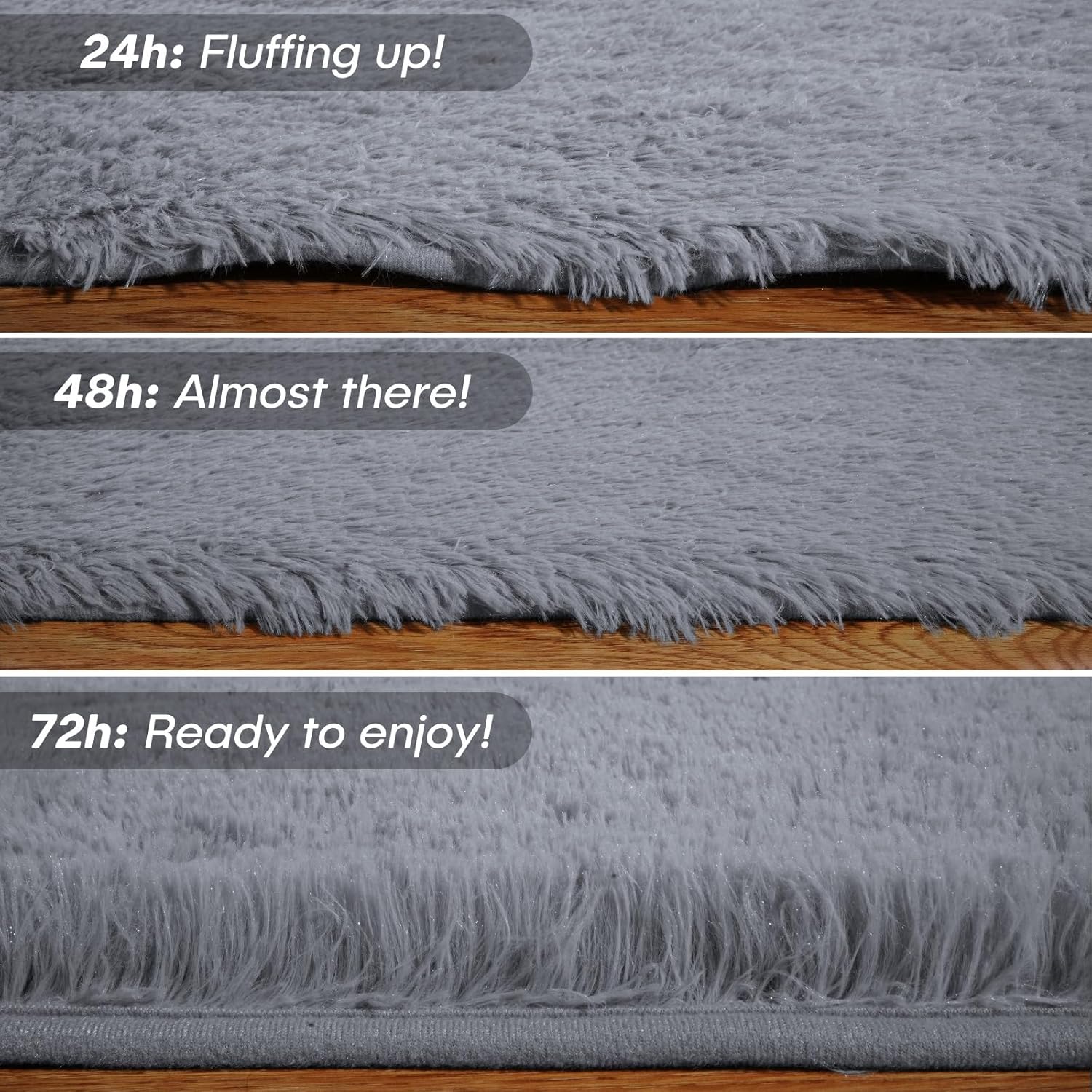 FVVRAX 8x10 ft Ultra Soft Shag Area Rug - Plush Fluffy Non-Shedding Carpet for Bedroom & Living Room, Modern Home Decor Bedside Rug for Kids Nursery Dorms, Easy Clean, Grey