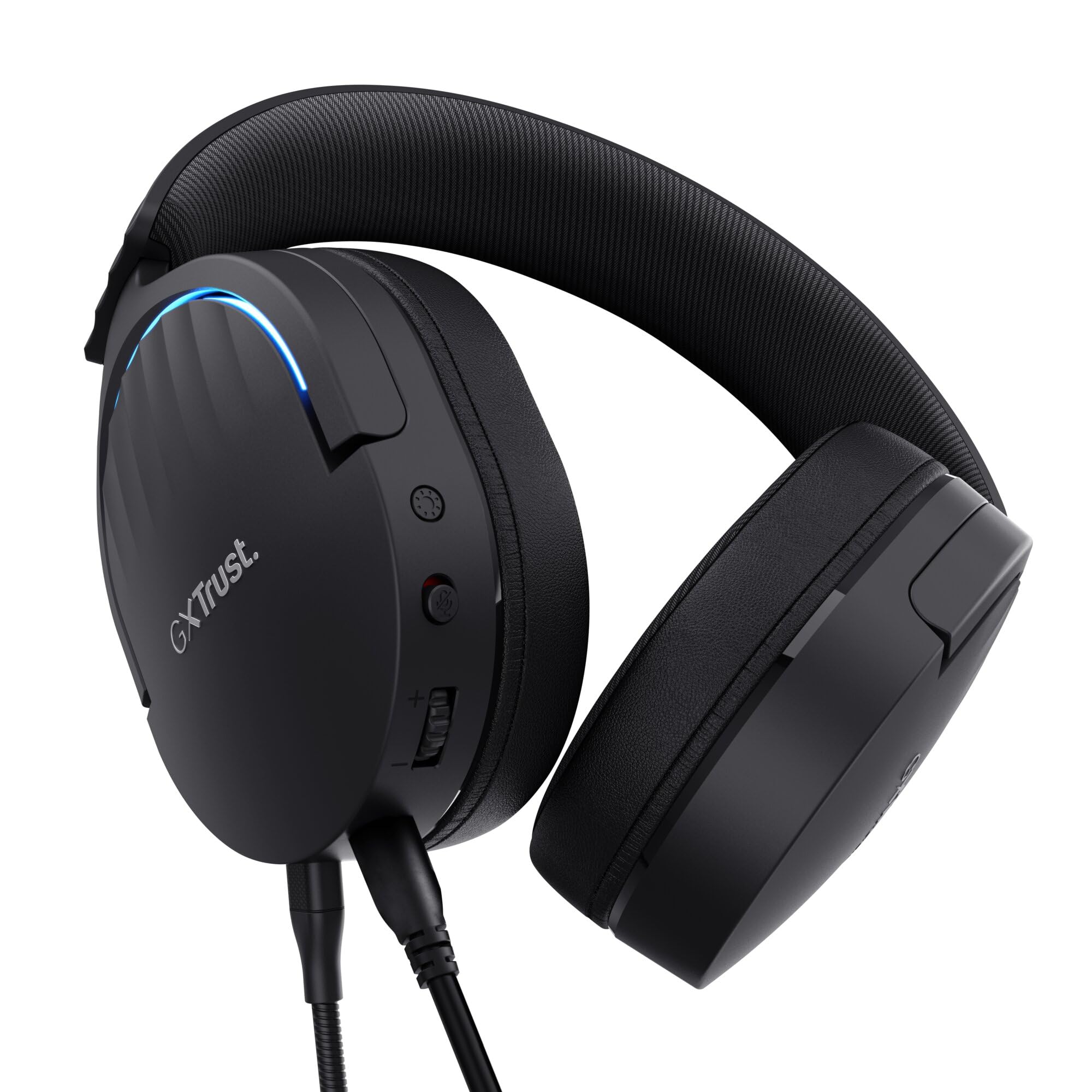Trust Gaming GXT 490 Fayzo Casque Gaming USB Son Surround 7.1, Pilotes 50mm, Éclairage RGB, 85% Plastiques Recyclés, Casque Gamer Filaire Over-Ear pour PC PS5, Microphone Antibruit - Noir
