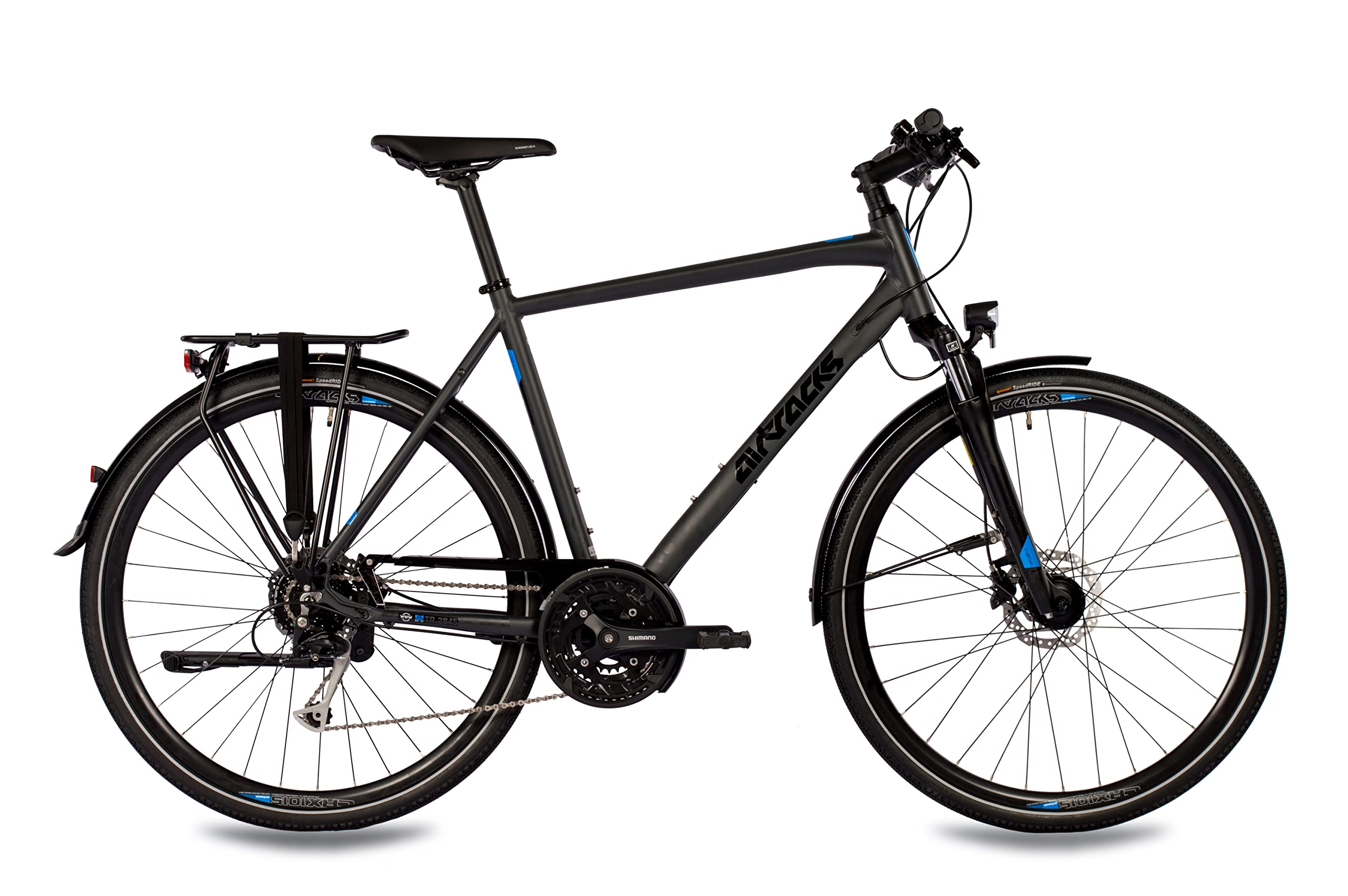Airtracks Herren Trekking Fahrrad 28 Zoll TR.2845 Trekkingrad Shimano 27 Gang ALIVIO RD-M4000 SGS - Schwarz Matt - Rahmenhöhen 52cm 56cm - Modelljahr 2026
