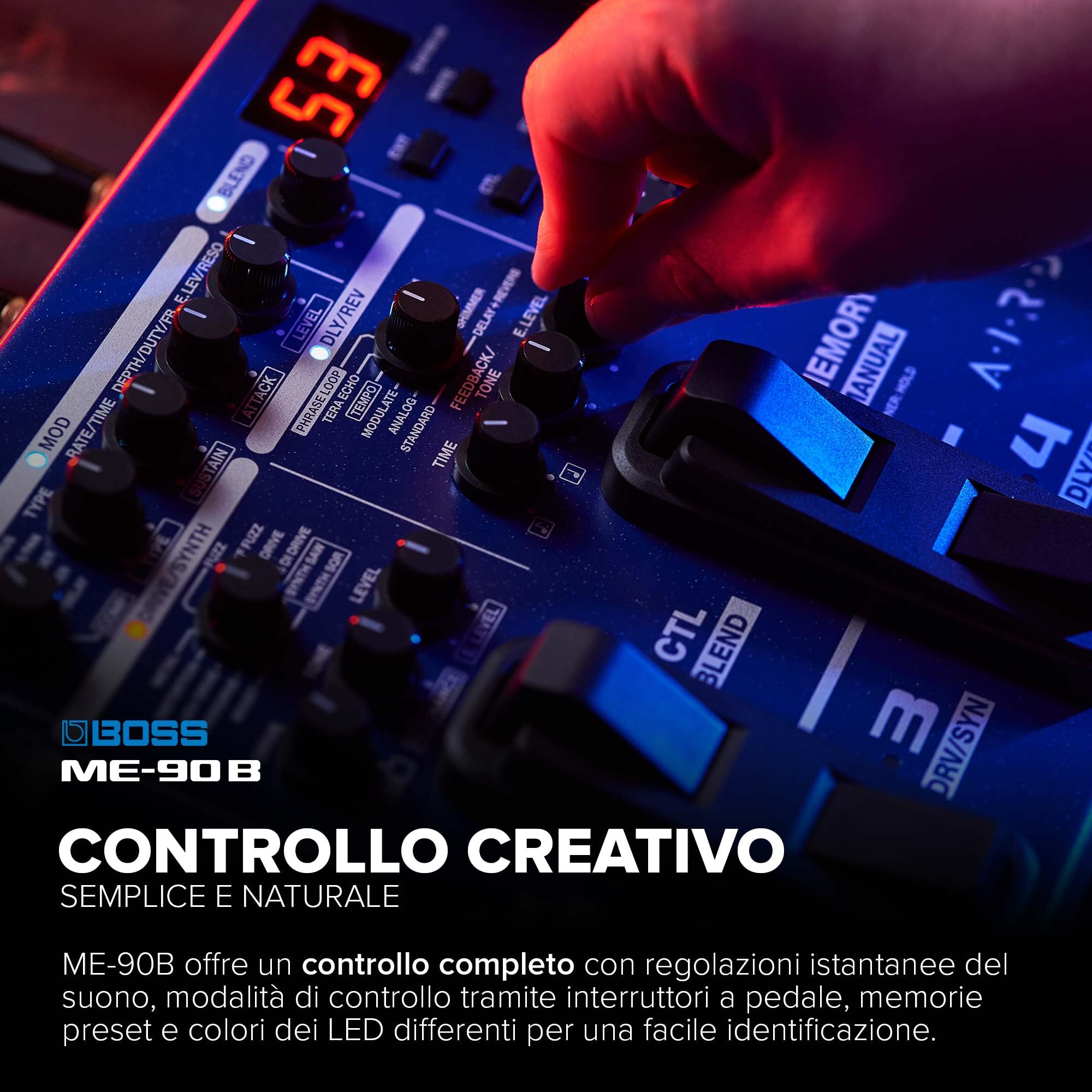 Multi-Effetto per Basso BOSS ME-90B | Processore Completo per il Basso | 10 Modelli di Ampli AIRD Interni | 61 Effetti derivati dalla Libreria di Effetti per Basso BOSS