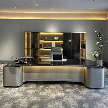 Modern L Shaped Desk, 94.5 inch Executive Computer Desk with Drawers and Lockable, Wood L Desks No Installation Required Without Display Racks and Bookshelves