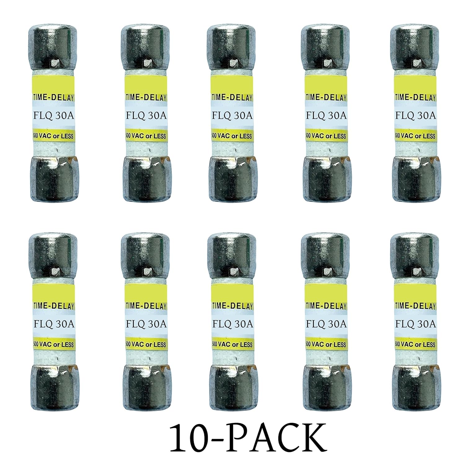 10-Pack New FLQ-30A FLQ 30A 500Vac Time Delay Fuse,FLQ-30 Time-Delay Cartridge Fuses