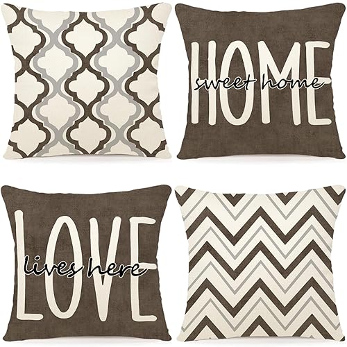 YCOLL Farmhouse Pillow Covers 18x18 Set of 4 Throw Pillow