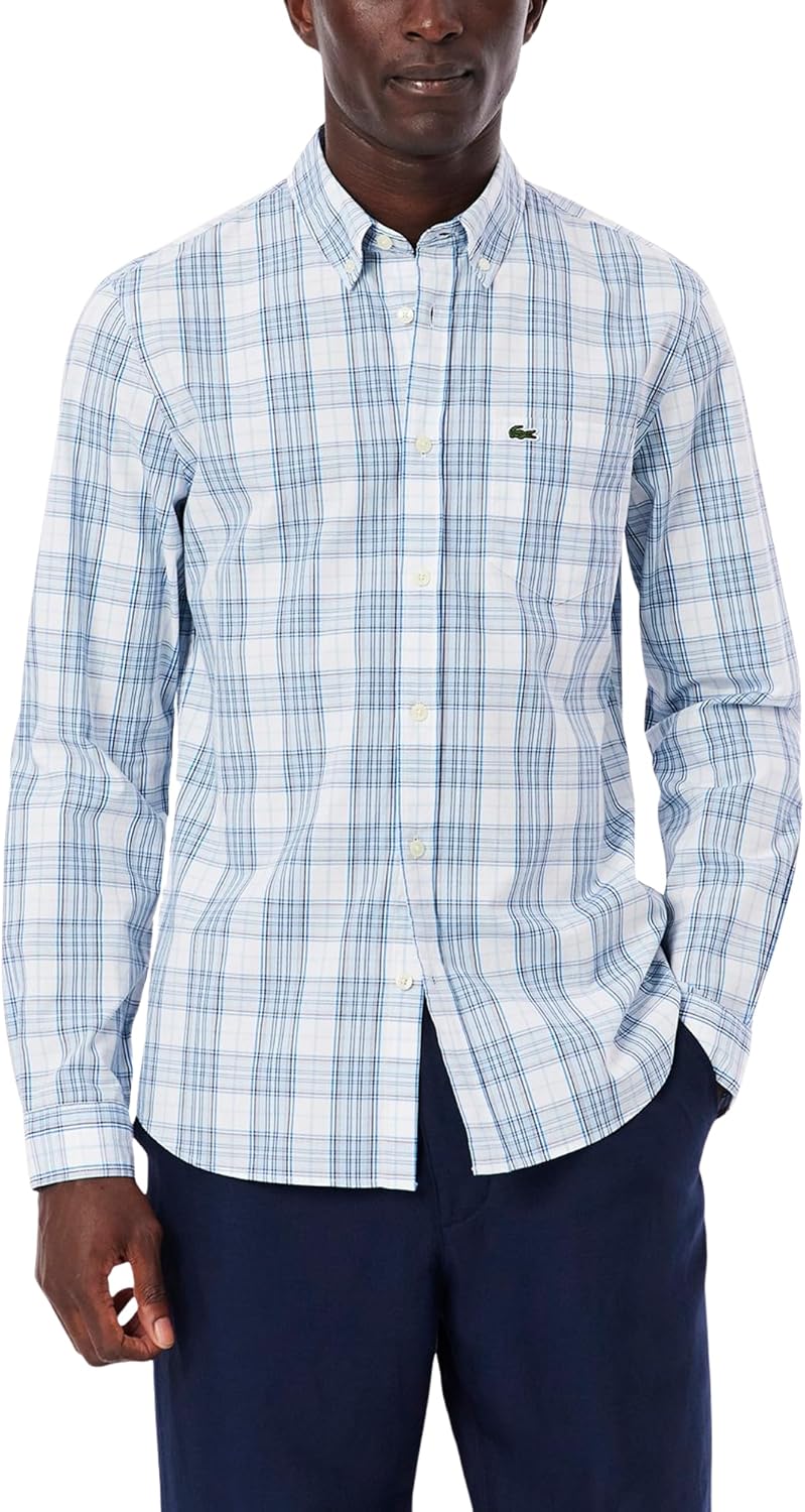 Lacoste Men's Slim Fit Stretch Plaid Shirt