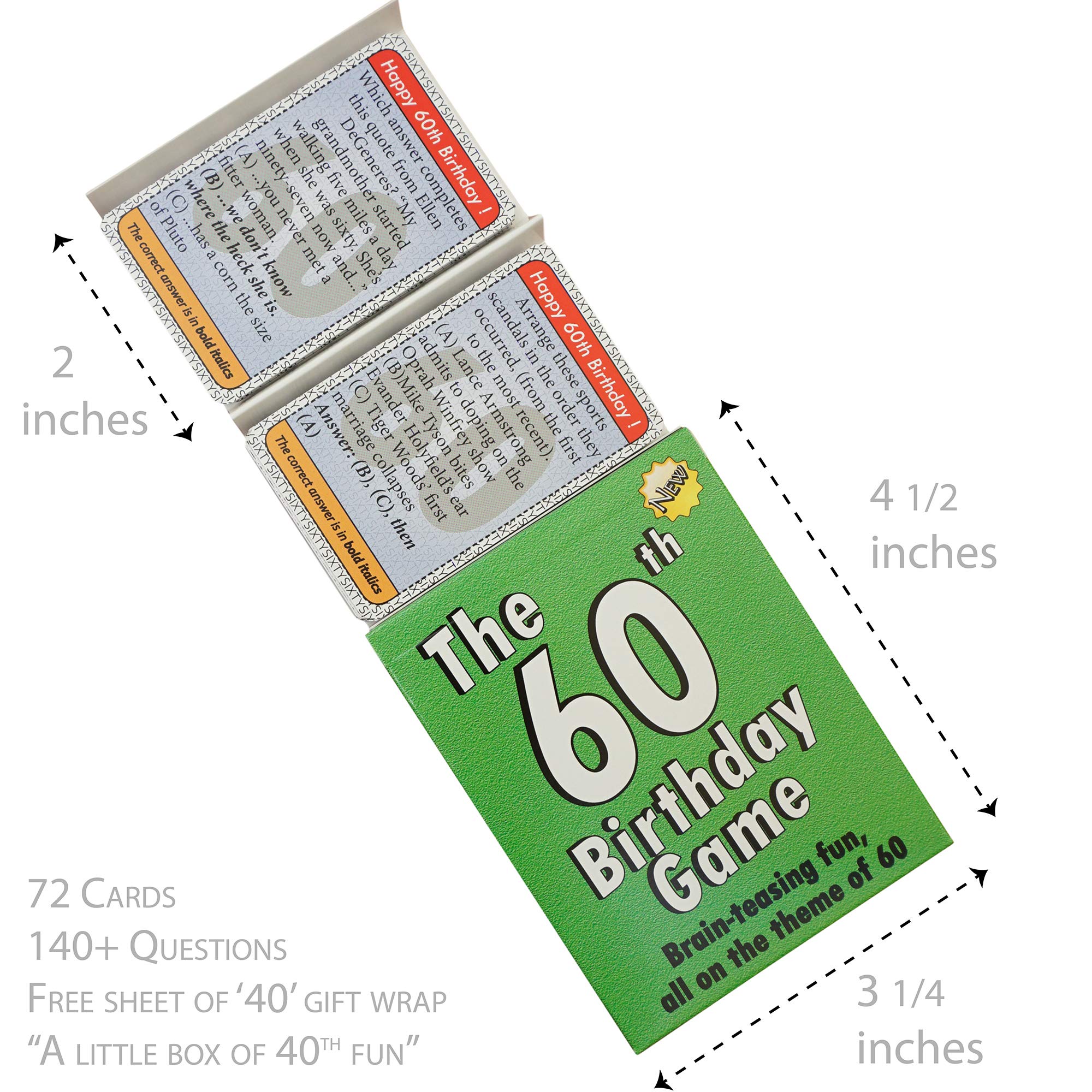 The 60th Birthday Game. Fun new 60th birthday party game idea, also suitable as a sixtieth birthday gift idea for men or women.