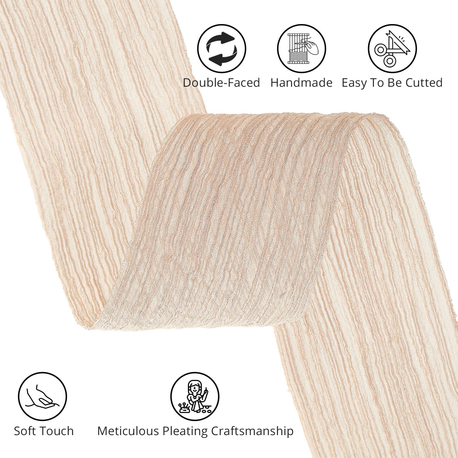 Pretty Jolly Crinkle Chiffon Ribbon for Flower Bouquet 1 1/2 Inch Brown Green Tulle Ribbon for Gift Wrapping Handmade Silk Ribbon 12 Yard Double Faced Ribbons for Crafts Hair Wedding Baby Shower - Image 3