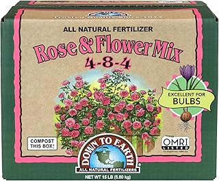 Down To Earth All Natural Fertilizers Organic Rose & Flower Mix - Plant Food for Roses, Bulbs, Flowers and Ornamentals 4-8-4, 15 lb
