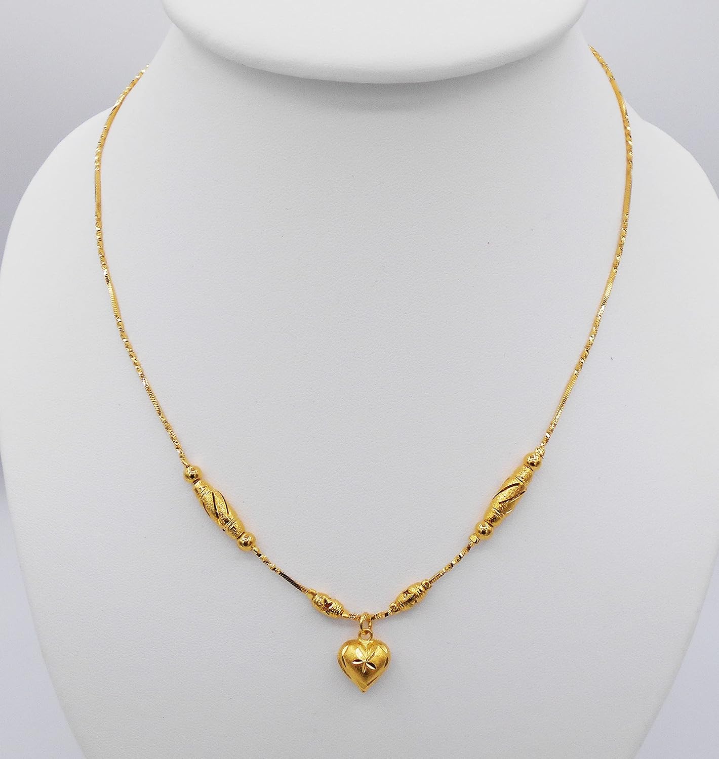 Beaded Thai Baht Yellow Gold Plated Filled Necklace Jewelry for women 18 inch