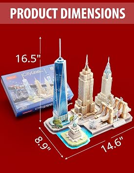 CubicFun 3D Puzzle - Puzzles for Kids Ages 8-10 New York City STEM Projects Arts and Crafts for Kids Ages 8-12 - Toys for Girls 8-10 - 8 Year Old Girl Birthday Valentine Gift for Kid 8-12