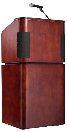 Oklahoma Sound 950/901-MY/WT Veneer Sound Lectern with Base, Mahogany/Walnut