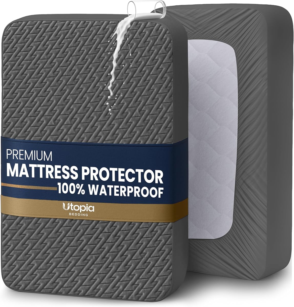 Protector de colchón impermeable de primera calidad California King, gris, se adapta a 17" de profundidad | Tela de aire 3D Utopia Bed, funda de colchón transpirable, protector de colchón silencioso, estilo ajustado, bolsillos elásticos, lavable