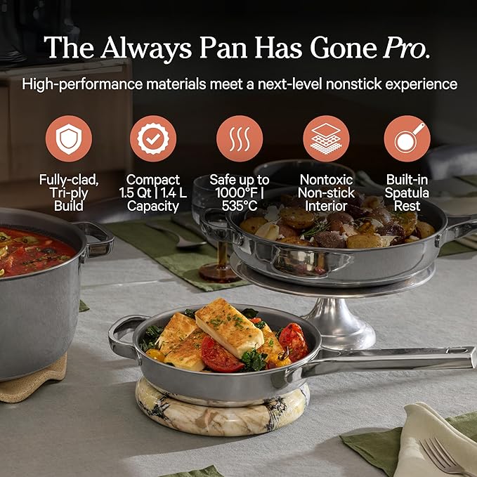Engineered for extreme versatility, our cookware handles temperatures up to 535°C, making it suitable for all cooking methods, including induction, and safe for use in the oven. The versatility extends to the utensil system, which includes interchangeable utensils that are compatible with all No-Coating cookware. An improved utensil rest system adds to the convenience, enhancing your overall cooking experience.