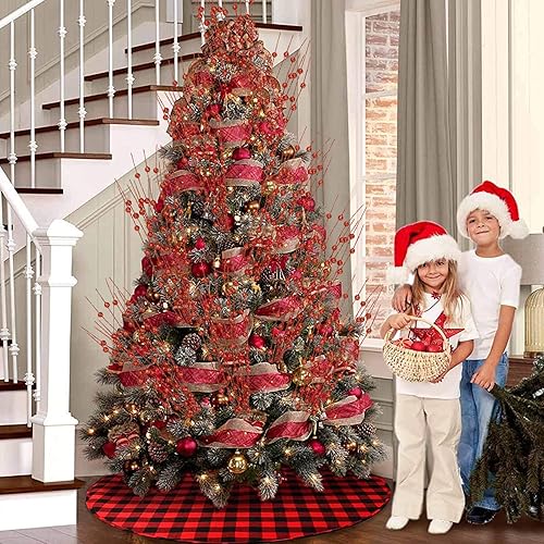 Miniatura 4 de Megoogo 12 piezas de bayas artificiales con purpurina, púas rojas de Navidad, adornos de bayas artificiales, tallo de Navidad falso, varillas