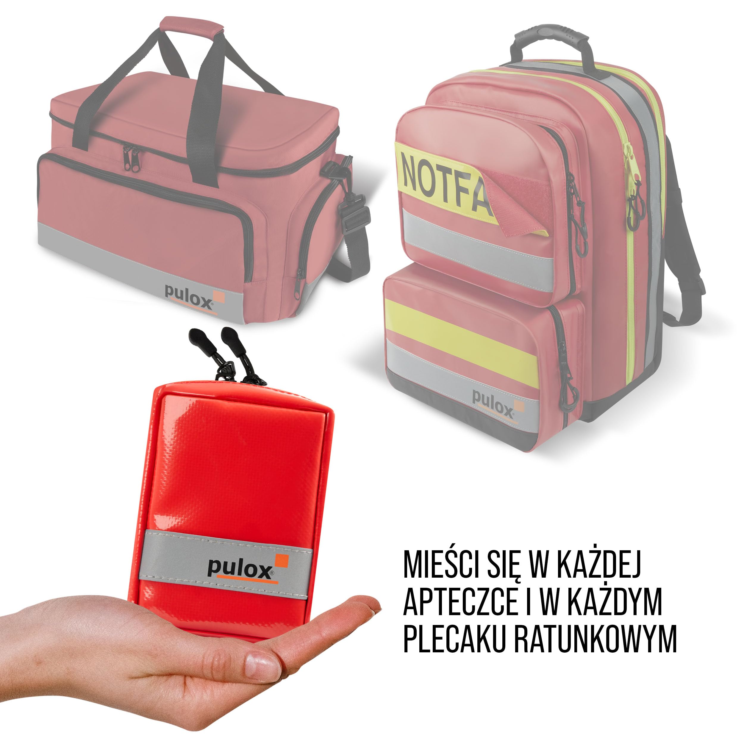 Pulox Etui na ampułki medyczne w kolorze czerwonym (puste) - Małe torba na ampułki i fiolki z lekami - Do 7 ampułek (12 x 8 x 4 cm)
