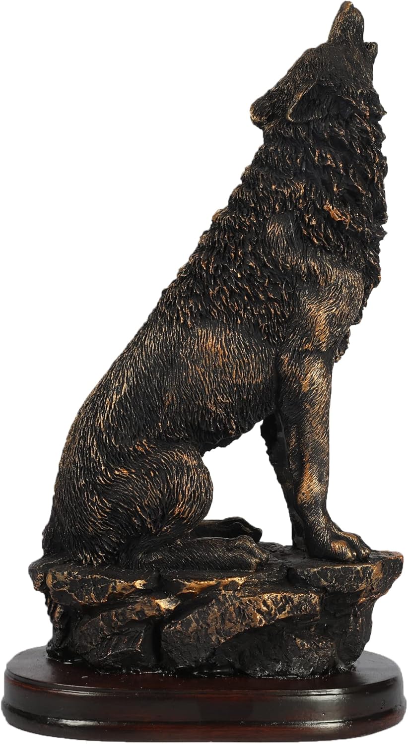 H&W Wolf Statue, 10.5''H Office Desk Decoration, Nordic Style Home and Study Decoration, Collectible Figurines, Best Gift for The Man