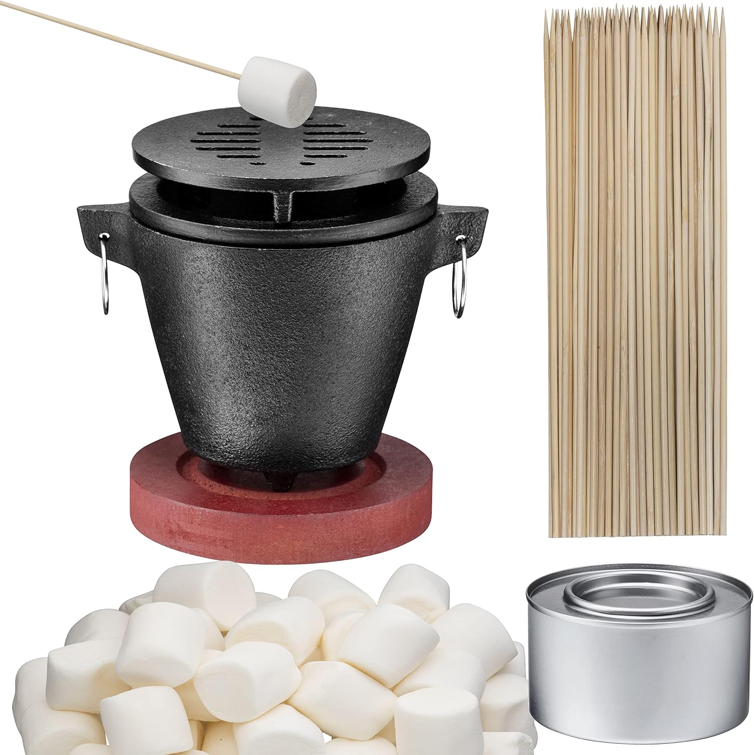 Tiger Chef Smores Kit Marshmallow Roasting Set Includes Hibachi Grill Set, Chafing Fuel Gel Can