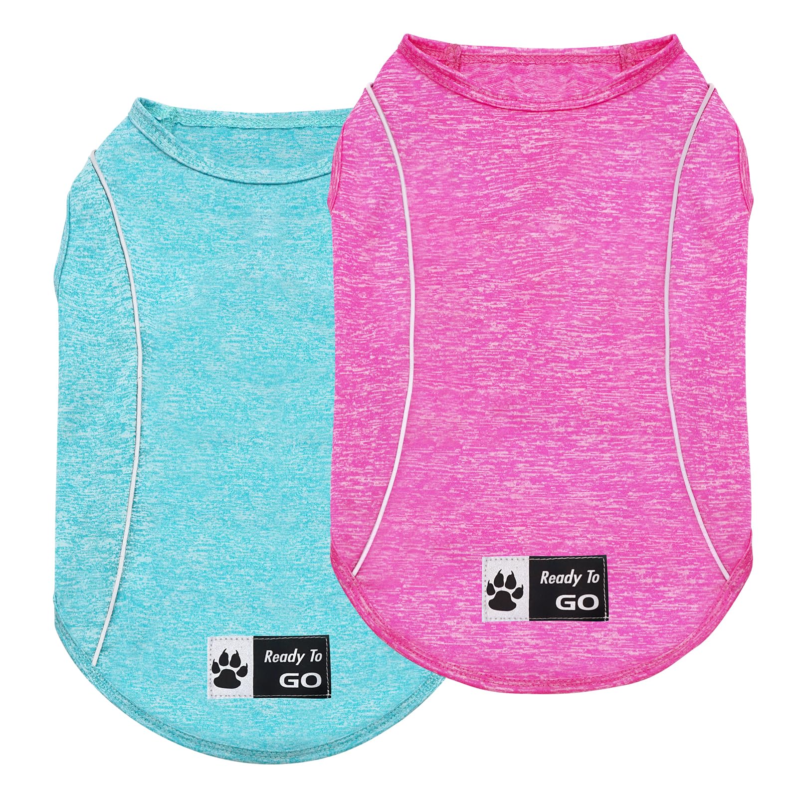 KYEESE 2Pack Reflective Dog Shirt, Lightweight Sun Protection Dog T Shirts for Small Dogs, Breathable Sleeveless Pet Tank Top Summer Dogs Clothes for