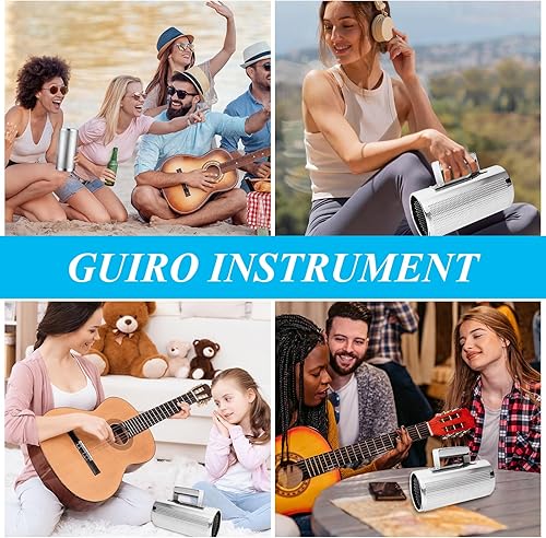 Miniatura 7 de Instrumento Guiro de metal, 12" x 6" Guiro Shaker de acero inoxidable con raspador Instrumento de percusión latina herramienta de entrenamiento