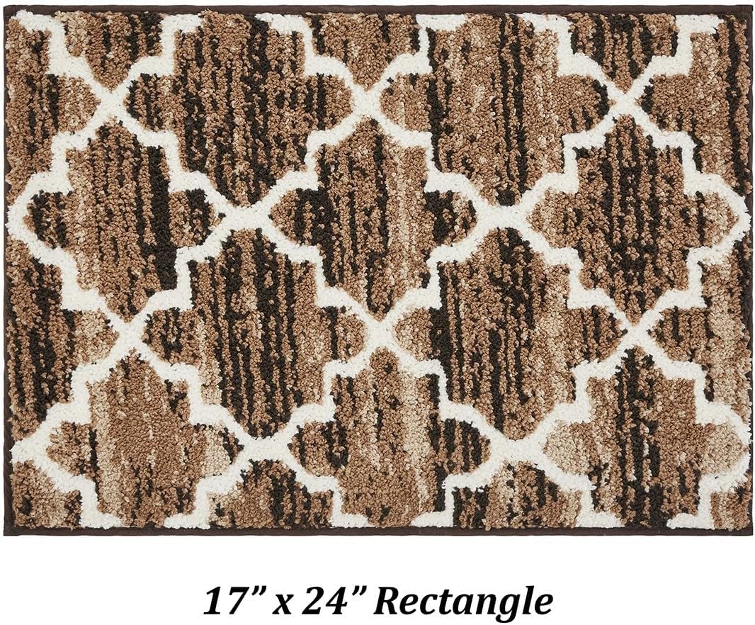 Better Trends Savio Collection 17" x 24" Bath Rug, Non Slip Bath Mat & Washable Bath Rugs, 100% Polyester Premium Bath Floor Mat, Perfect Bath Mats for Bath - Brown Bath Rugs