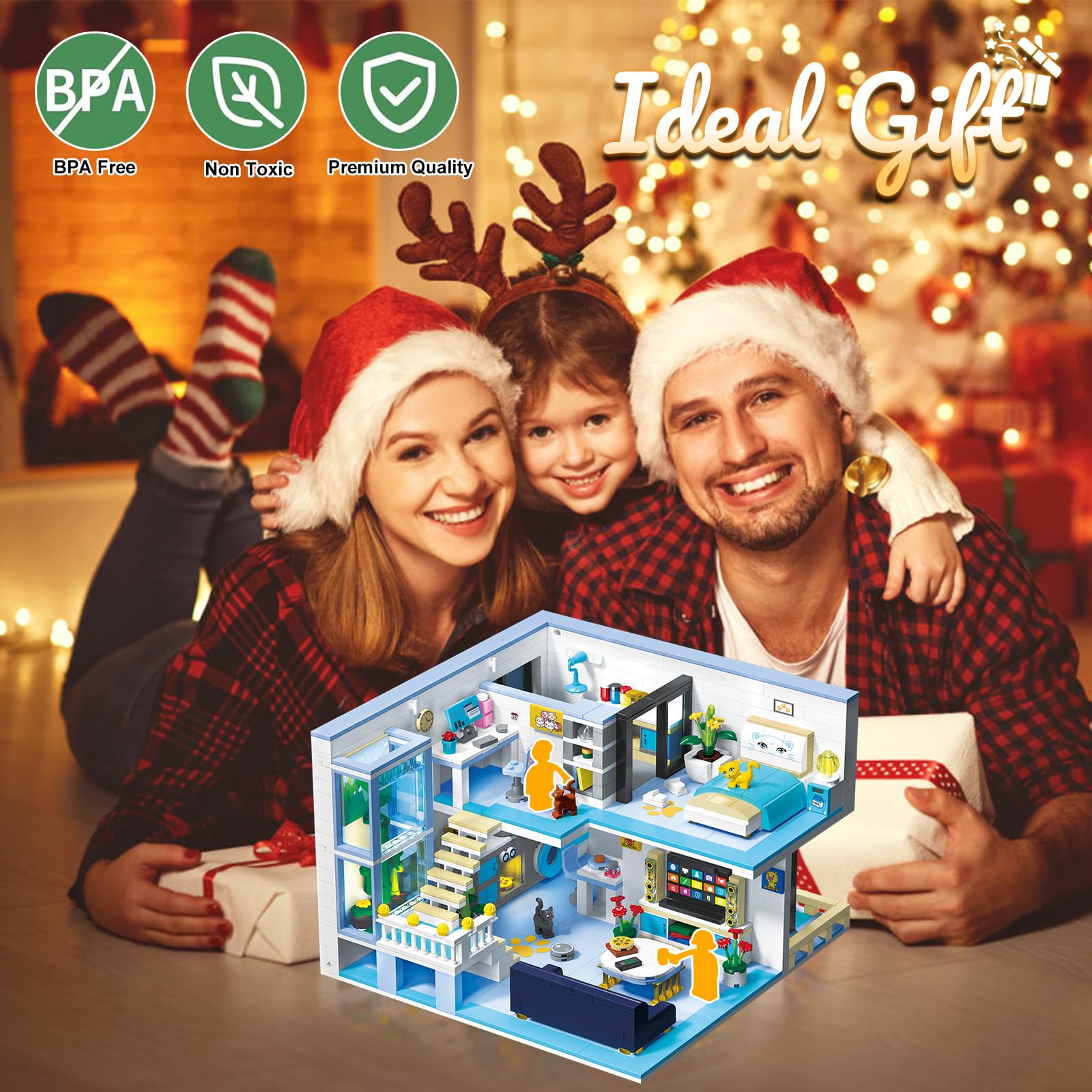Juguete de Bloques de Construcción, Kit Mini Bloques la Casa los Amigos, Juego Bloques Modulares la Casa Dibujos Animados, Regalo Juguete Educativo para Niños Adolescentes 8+, 1235 Piezas