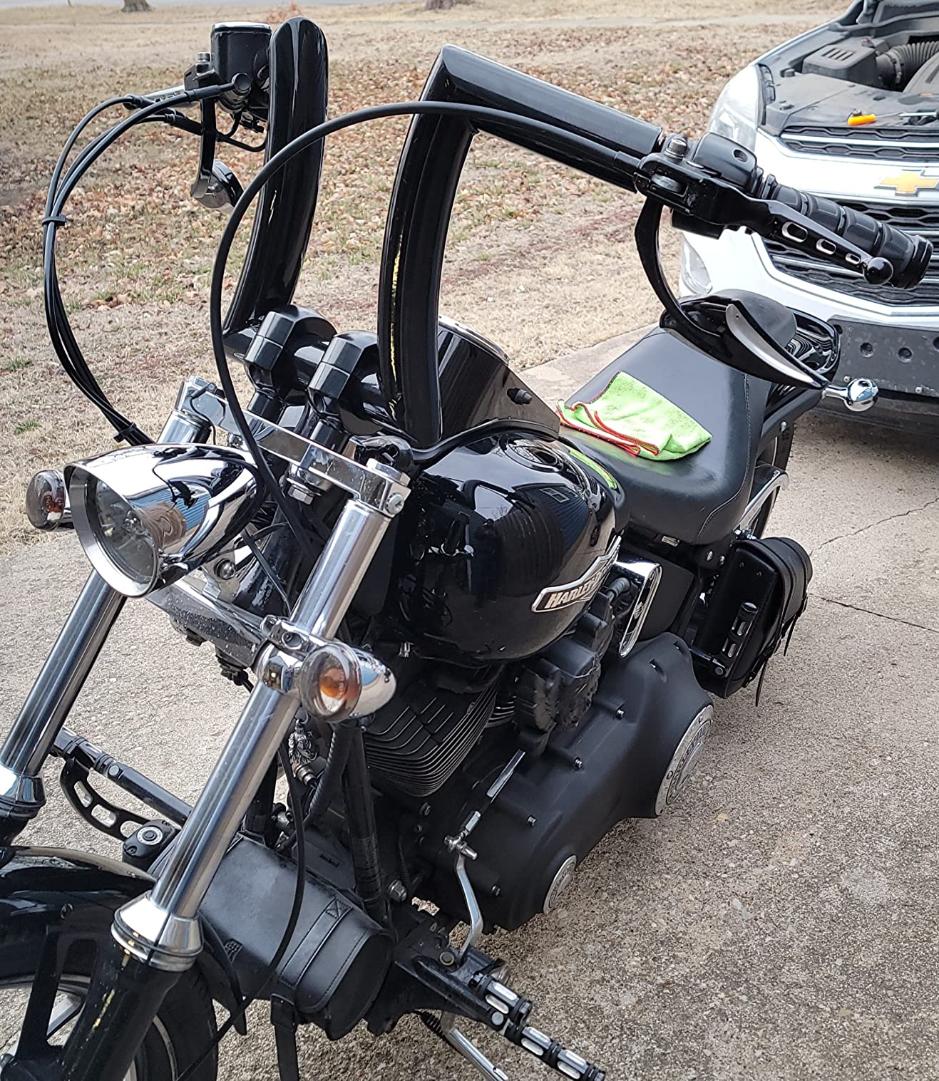 38/mo Finance TCMT 12" Rise Ape Hanger Handlebar 2" Risers