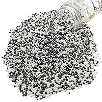 Vista 3 de SE Si&Moos Chispas de Nonpareil, Mini Perlas Comestibles de 2mm en Negro y Blanco, Chispas Blancas y Negras para Decoración de Pasteles