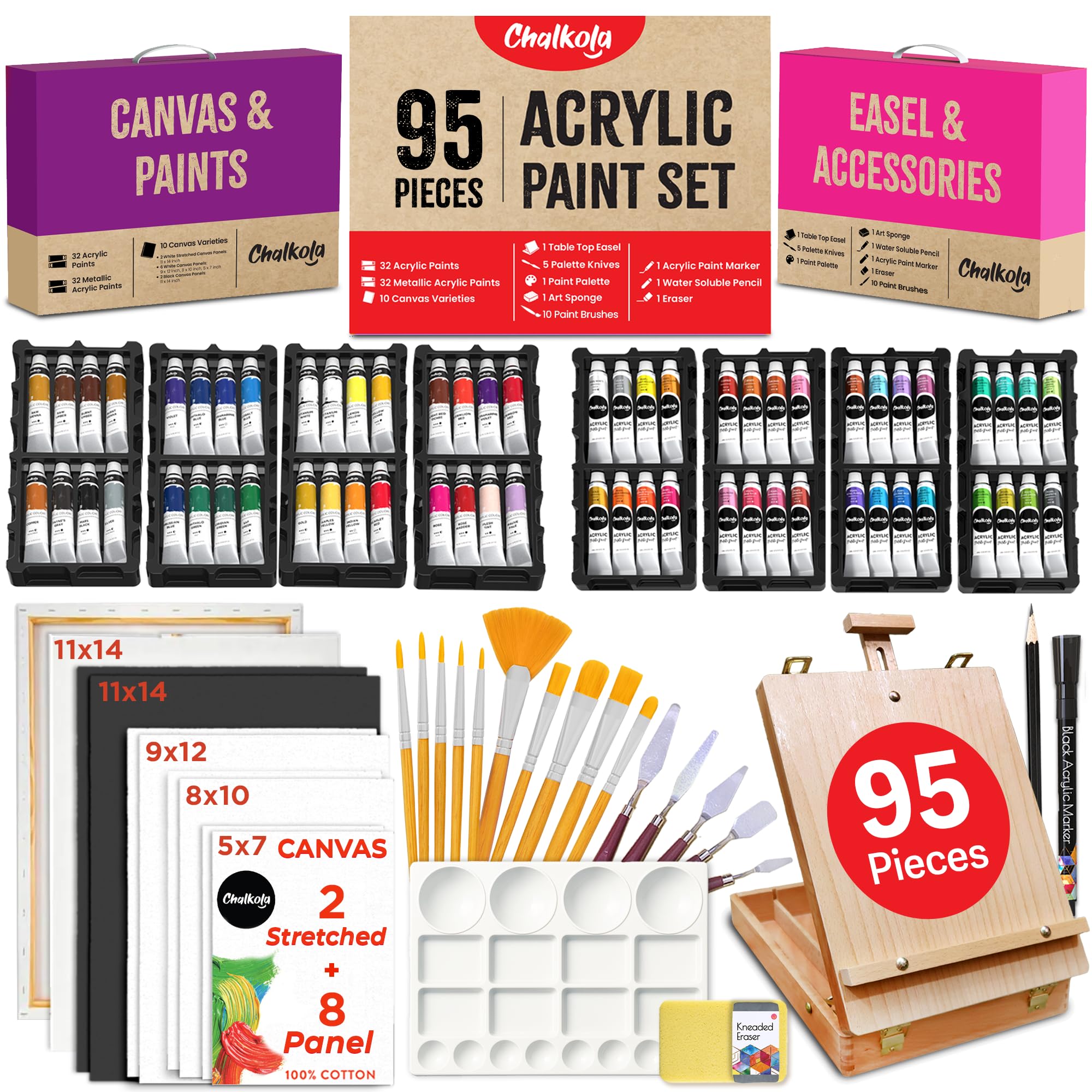 Chalkola 95 Pcs Acrylic Painting Kit for Adults