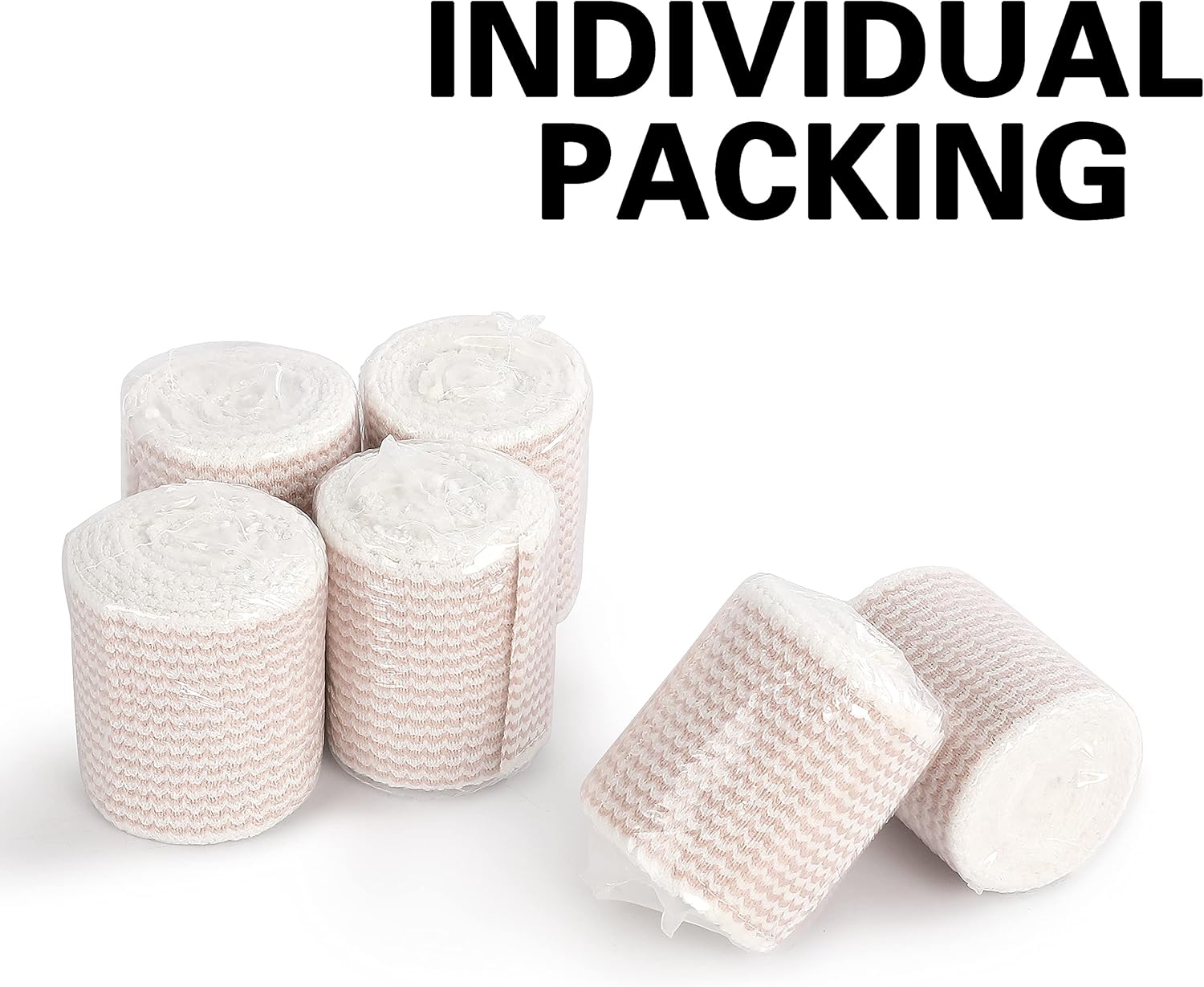 Elastic Bandage Wrap, Medical Stretch Compression Bandages, Reusable Cotton Crepe Bandage Wraps with Hook & Loop Closure for Arm, Hand, Ankle, Knee, Body, Leg, 2 Inch (Pack of 6) : Health & Household